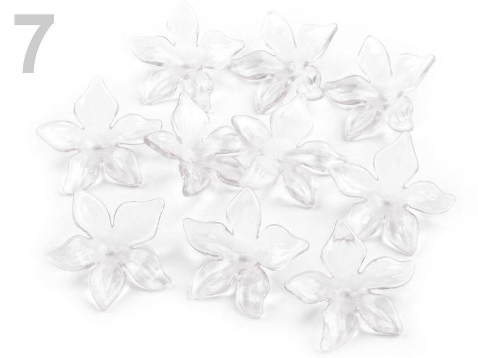 Květ plast o29mm transp růžová 20ks