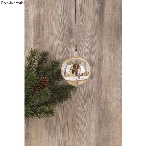 Dřevěná sestava Sněhulák o7,5cm+plast.koule