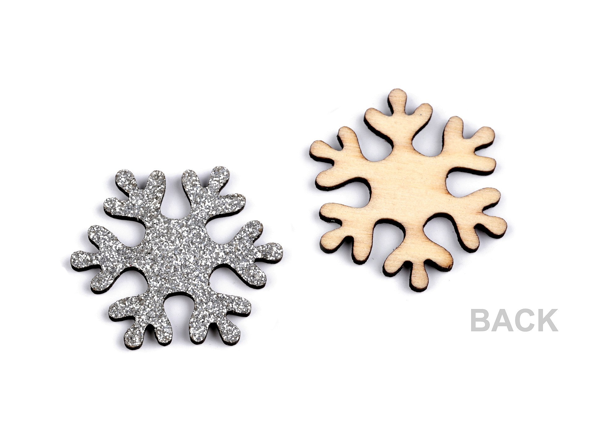 Dřevěná vločka Ø3cm zlatá 1ks