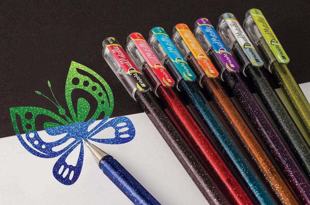 Gelové pero Pentel Hybrid Dual fialová/metalická modrá
