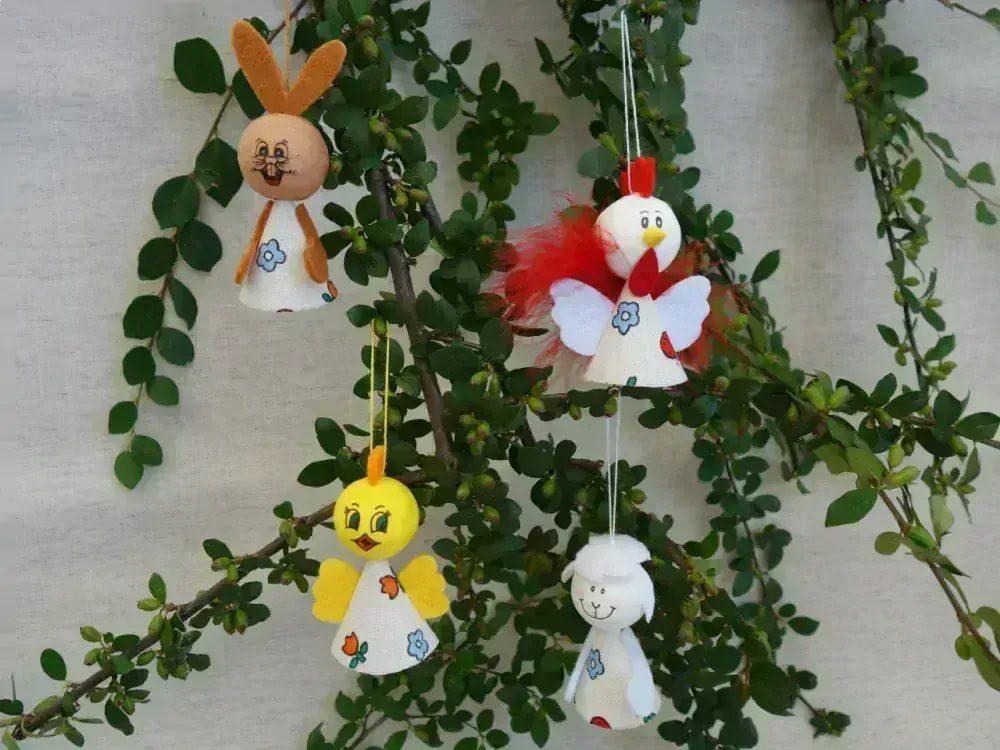 Skládačka Kohout kuře ovečka a zajíc kornout