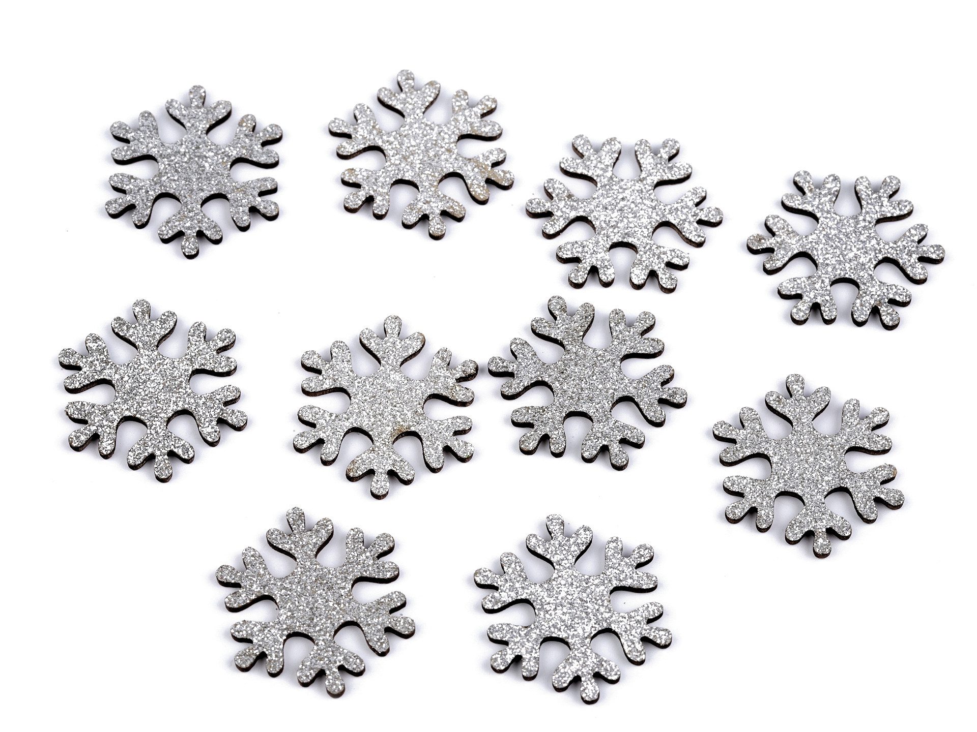 Dřevěná vločka Ø3cm stříbrná 1ks