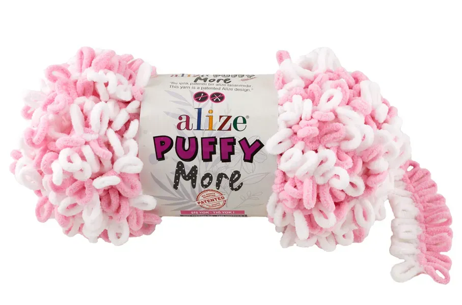 Příze Puffy More růžová/bílá Alize