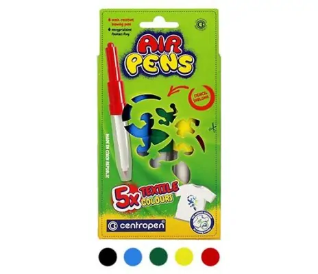 Foukací fixy na textil 5ks + 1 šablona