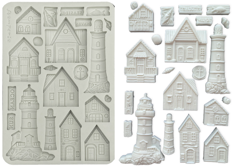Silikonová forma na odlévání A5 - domy maják