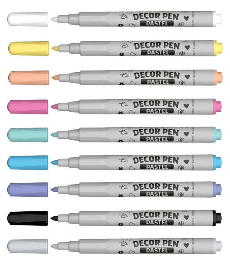 DECOR PEN akrylový fix 9ks pastel