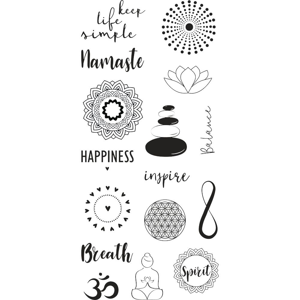 Gelová razítka Mandaly 97x205mm 16 motivů a textů
