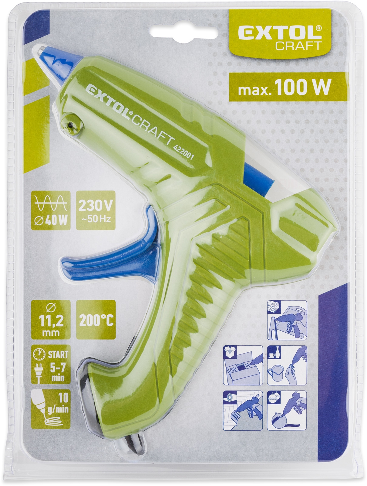 Tavná pistole 11,2mm 100W 200°C Extol Craft