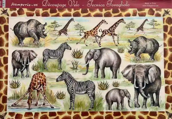 Decoupage papír 48x33,5cm safari