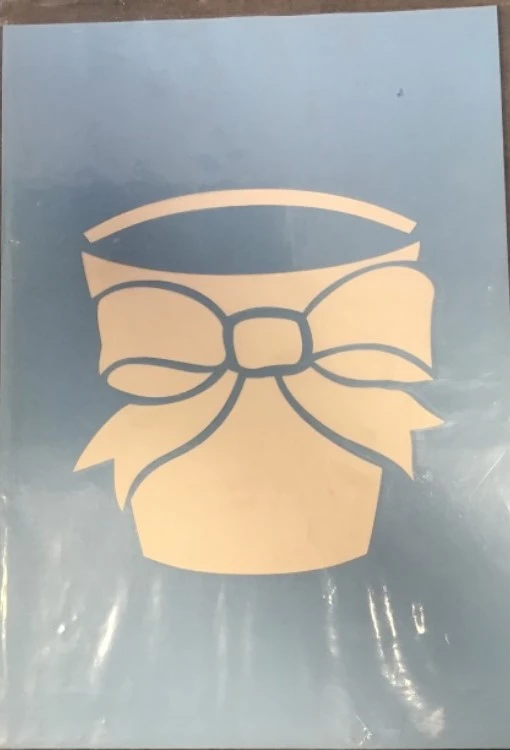 Šablona plastová Květináč s mašlí 21x29cm