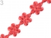 Prýmek saténový květ o10mm coral 1m