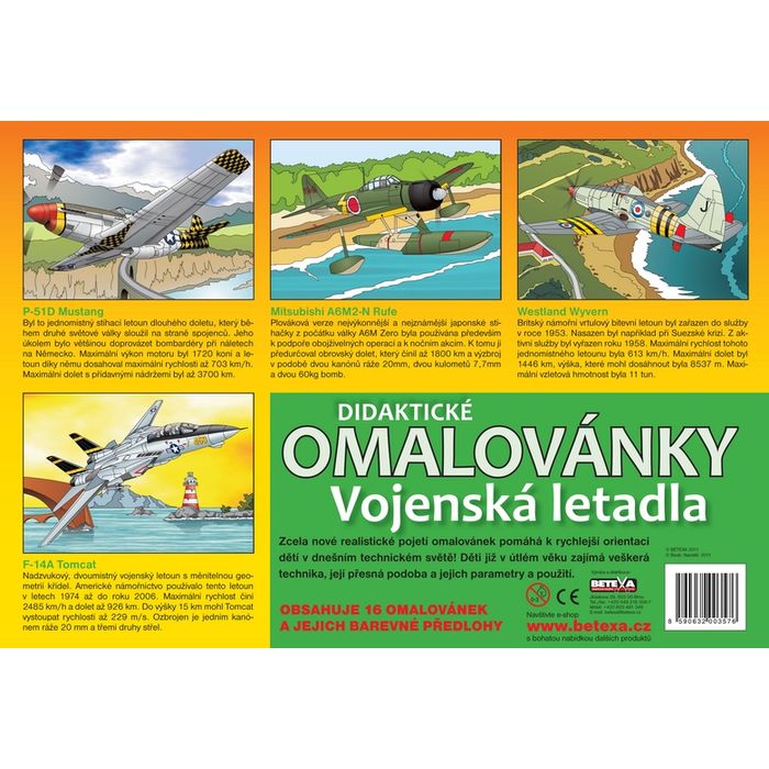 Omalovánky Vojenská letadla A4