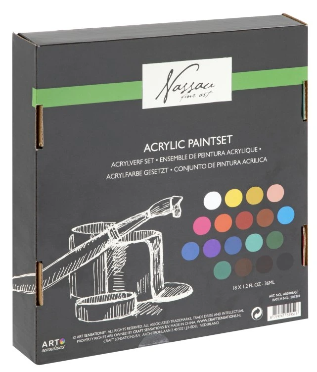 Akrylové barvy 18x36ml základní