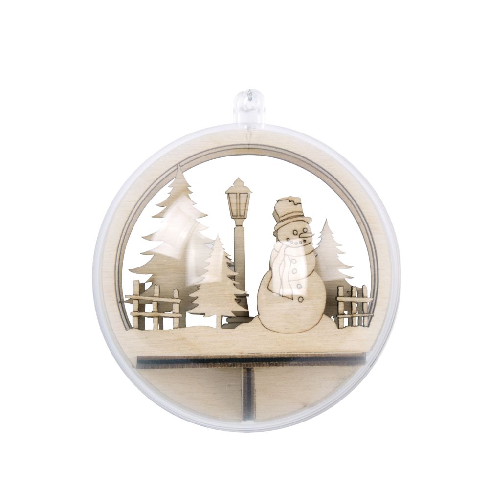 Dřevěná sestava Sněhulák o7,5cm+plast.koule