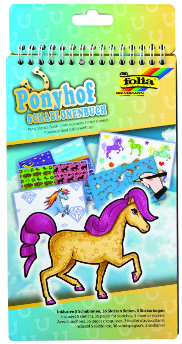 Kreativní kniha pro děti Šablony a samolepky kůň