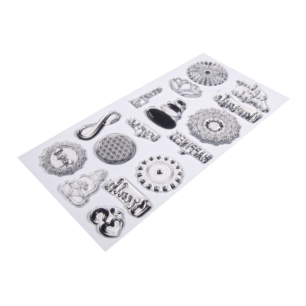 Gelová razítka Mandaly 97x205 mm 16 motivů a textů  