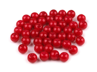 Plastové korálky Glance perly Ø6mm 50g červená
