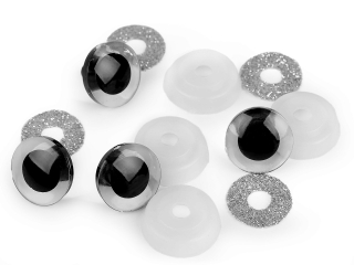 Bezpečnostní oči glitrové Ø25mm stříbrná 1ks