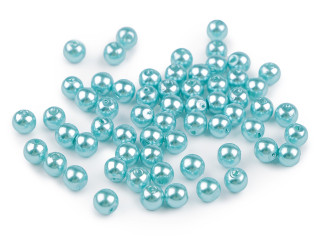 Plastové korálky perly Ø6mm 40g tyrkys