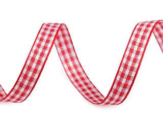 Stuha károvaná š10mm 45m červená