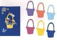 Výřezy 3D košík 7,5x4,5cm mix barev 5ks