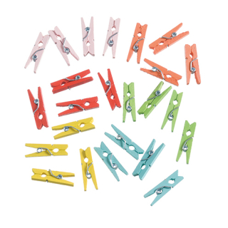 Dřevěné kolíčky 24ks mix barev 30mm