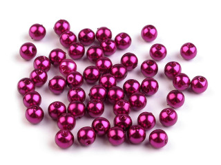 Plastové korálky Glance perly Ø6mm 40g fuchsie 