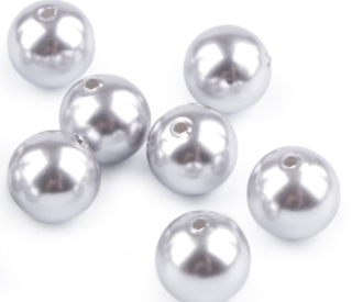 Korálky plast 10mm 20ks stříbrná 