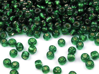Rokajl 8/0 3mm zelené s průtahem cca50g