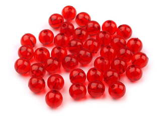 Plastové korálky Ø8mm červené průhl 40ks 