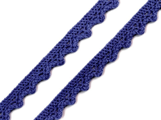 Krajka bavlněná paličkovaná š11mm 1m tm.modrá