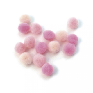 Bambulky mix PomPom 60ks 15mm růžová