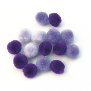 Bambulky mix PomPom 60ks 15mm fialová