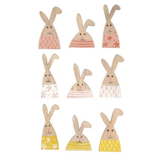 Dřevěné přízdoby Zajíčci 9ks