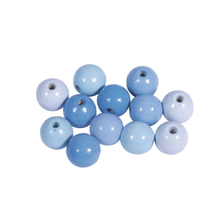 Dřevěné korálky 12mm mix pastel modrý 32ks