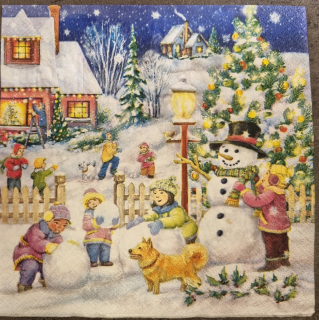 Ubrousek 33x33cm zima sněhulák