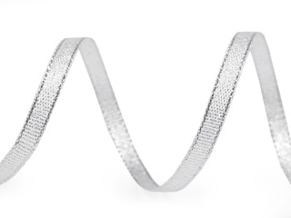 Brokátová stuha s lurexem š6mm 22,5m stříbrná