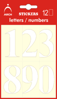 Samolepky čísla 0-9 v52mm  bílá