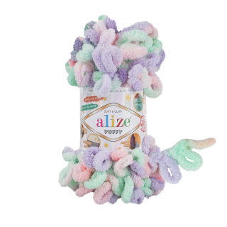 ..poslední 1ks Příze Puffy Color růžovo/fial/zel mix Alize