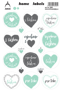 Samolepky - Vyrobeno s láskou 12x17,5cm