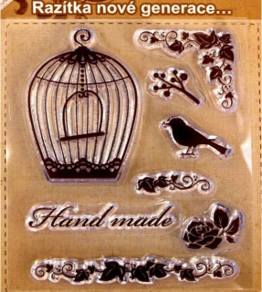 Gelová razítka 7x8cm - ptáček s klecí