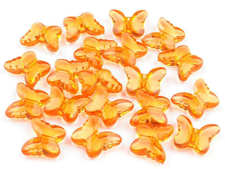 Korálek motýl 15x18mm oranžový 1ks
