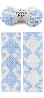 Příze Puffy More bílá sv.modrá Alize 1ks