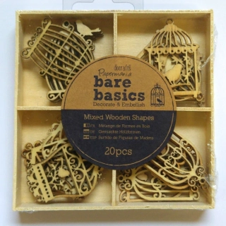 Ptačí klece - mix dřevěných dekorací (20ks)