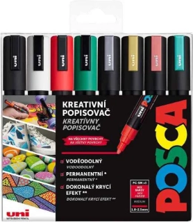 *Zdarma Plátěná taška + POSCA 5M sada 8ks 1,8-2,5mm vánoční barvy    