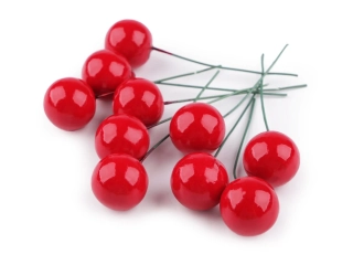 Kuličky bobule na drátku Ø2cm 1ks červená