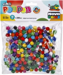 Pom poms 10mm mix glitter 200ks