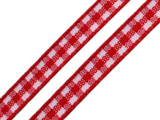 Stuha károvaná š6mm 1m červená