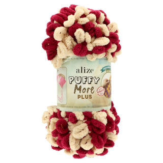 Příze Puffy More PLUS béžová/vínová Alize
