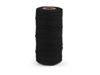 Bavlněná příze macrame o1,5mm rozčesávací černá